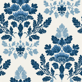 Blue Delft Hearthstone wallpaper with floral damask pattern.