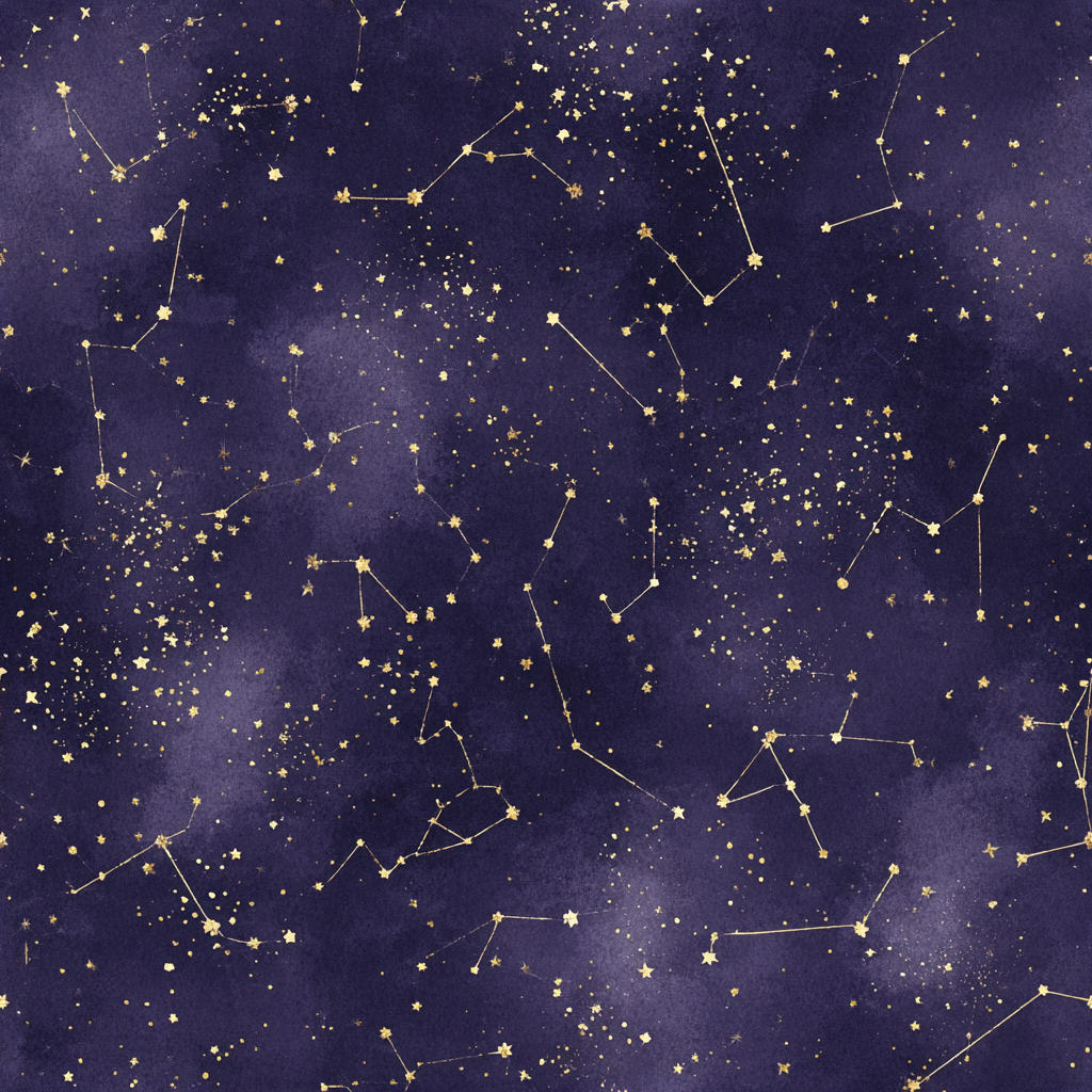 Starspell wallpaper with constellations on a blue and purple celestial pattern.
