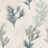 Wintergreen sketch wallpaper with tree branch patterns, dots, and horizontal lines.