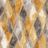 Diamond pattern wallpaper with gold and gray hues, textured watercolor effect.
