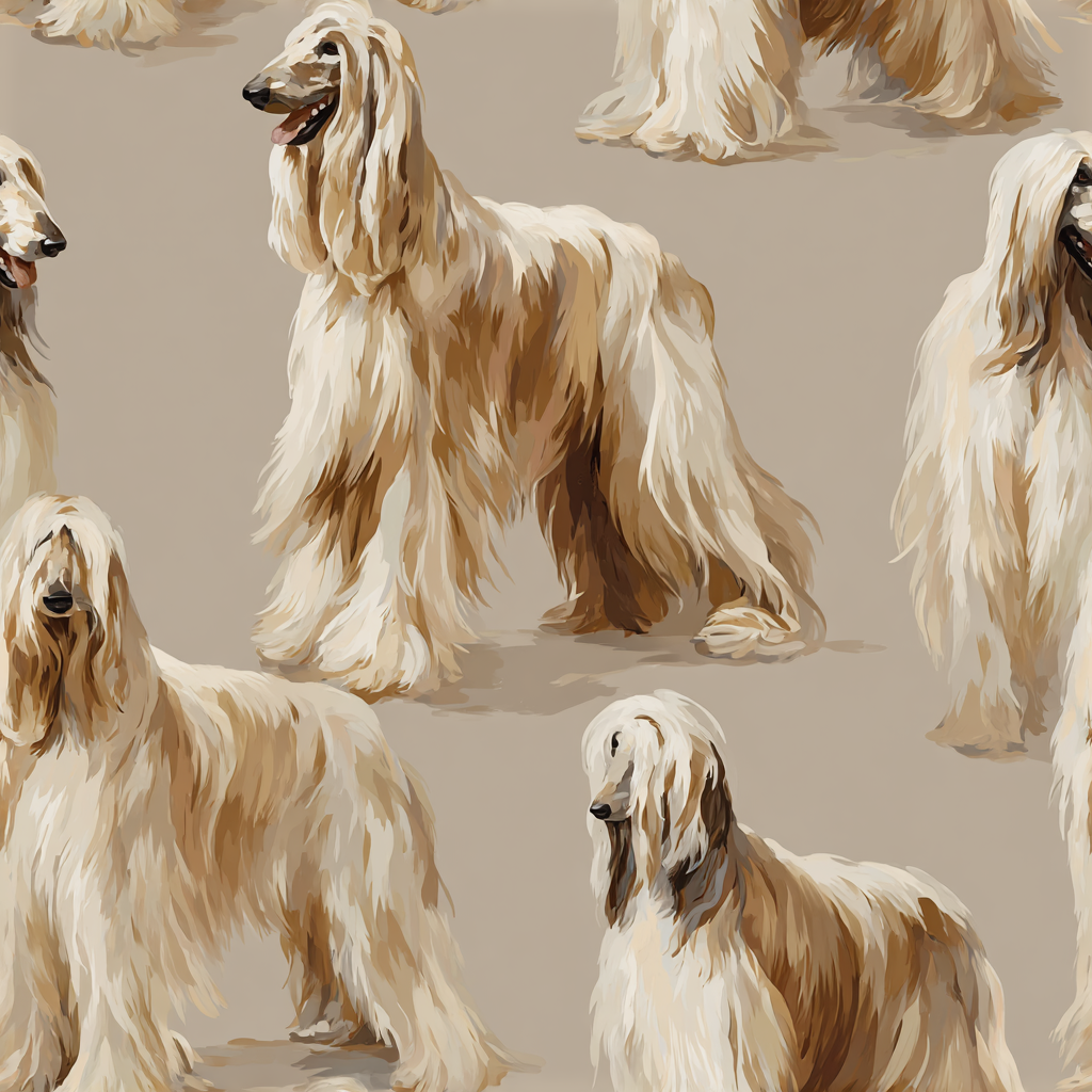 Marlow Hound wallpaper with an Afghan hound dog pattern on a neutral background.
