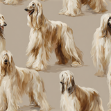 Marlow Hound wallpaper with an Afghan hound dog pattern on a neutral background.
