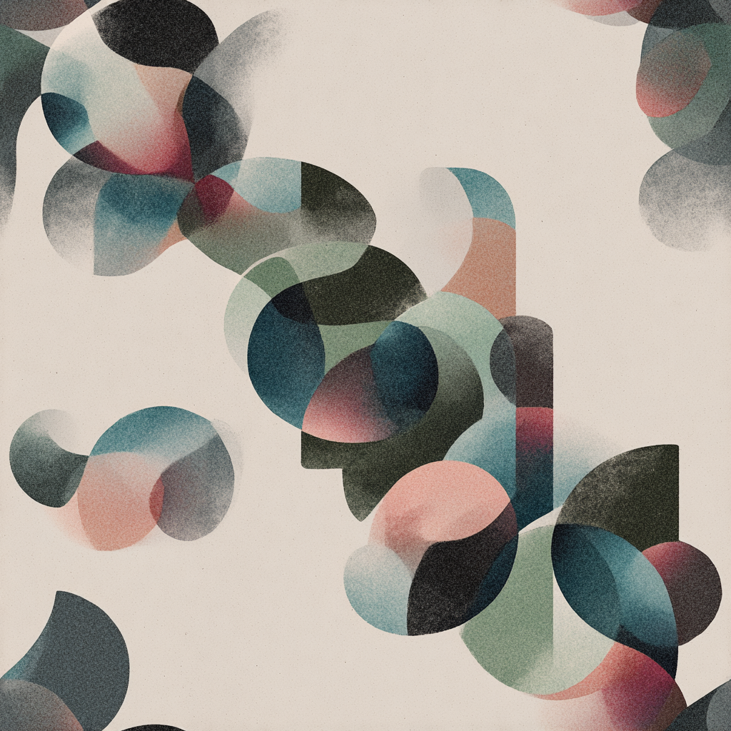 Abstract wallpaper with teal, rose, and green circles, overlapping in a geometric pattern.
