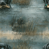 Brackenmoor Still Wallpaper with dogs and ducks in a blue watery scene.