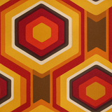Retro geometric hexagon wallpaper in warm tones, with a grainy texture.
