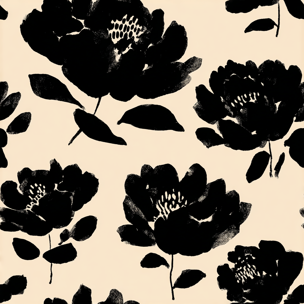 Inkwash Camellias Wallpaper