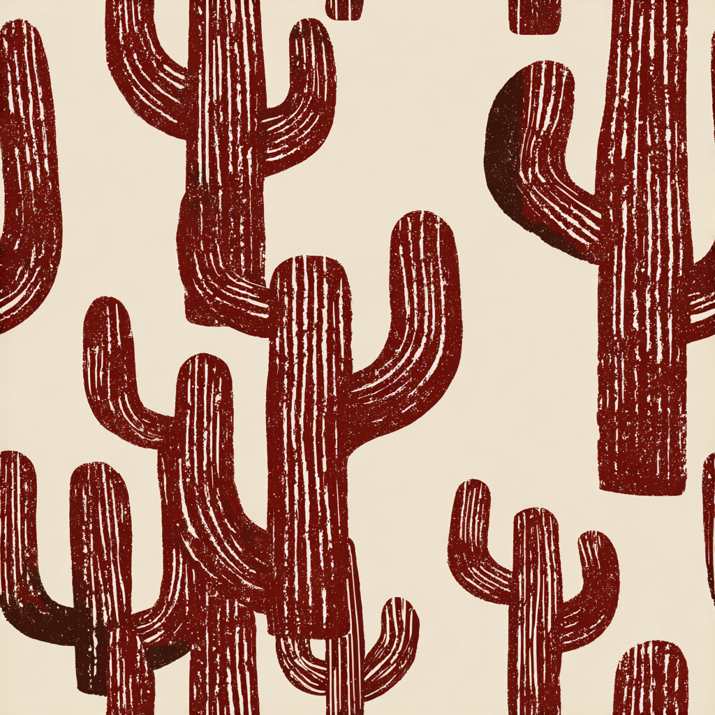 Crimson Saguaro Stamp Wallpaper