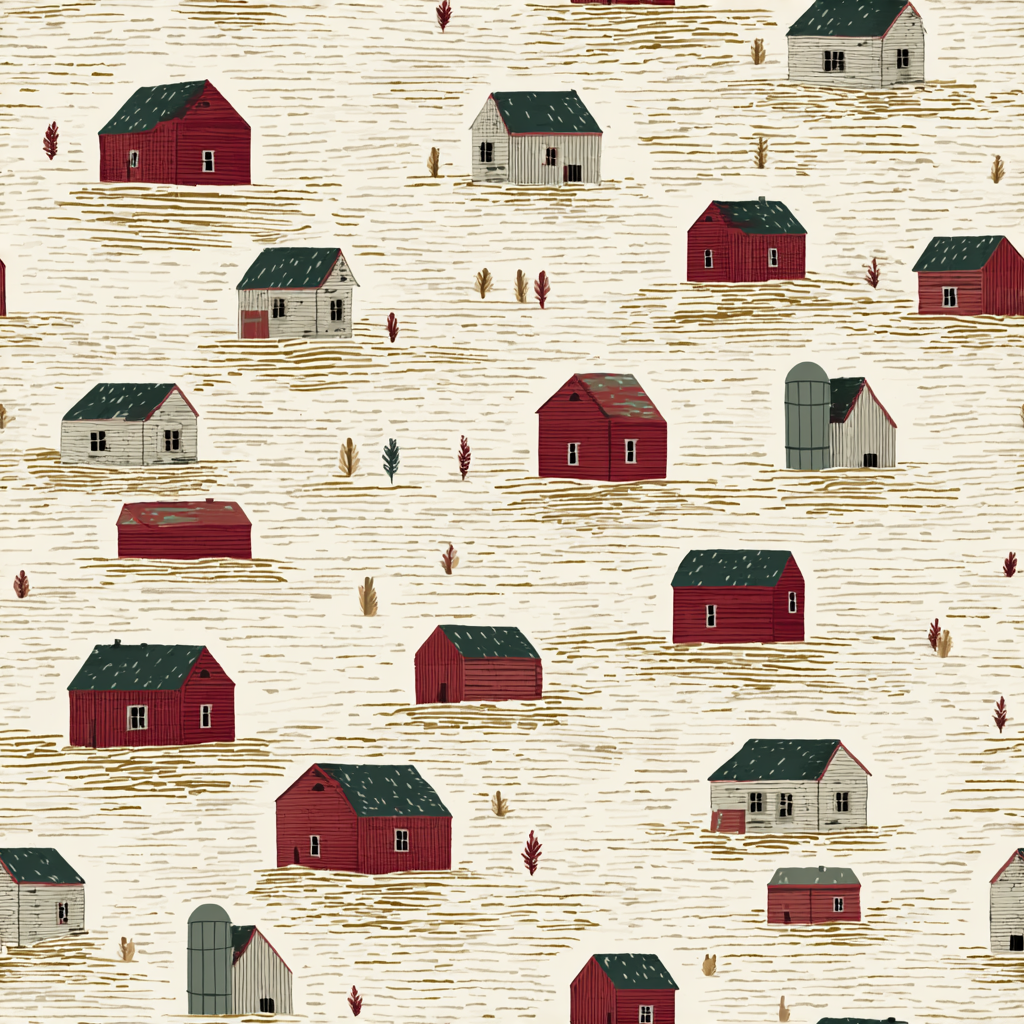 Red Barn Tally Wallpaper