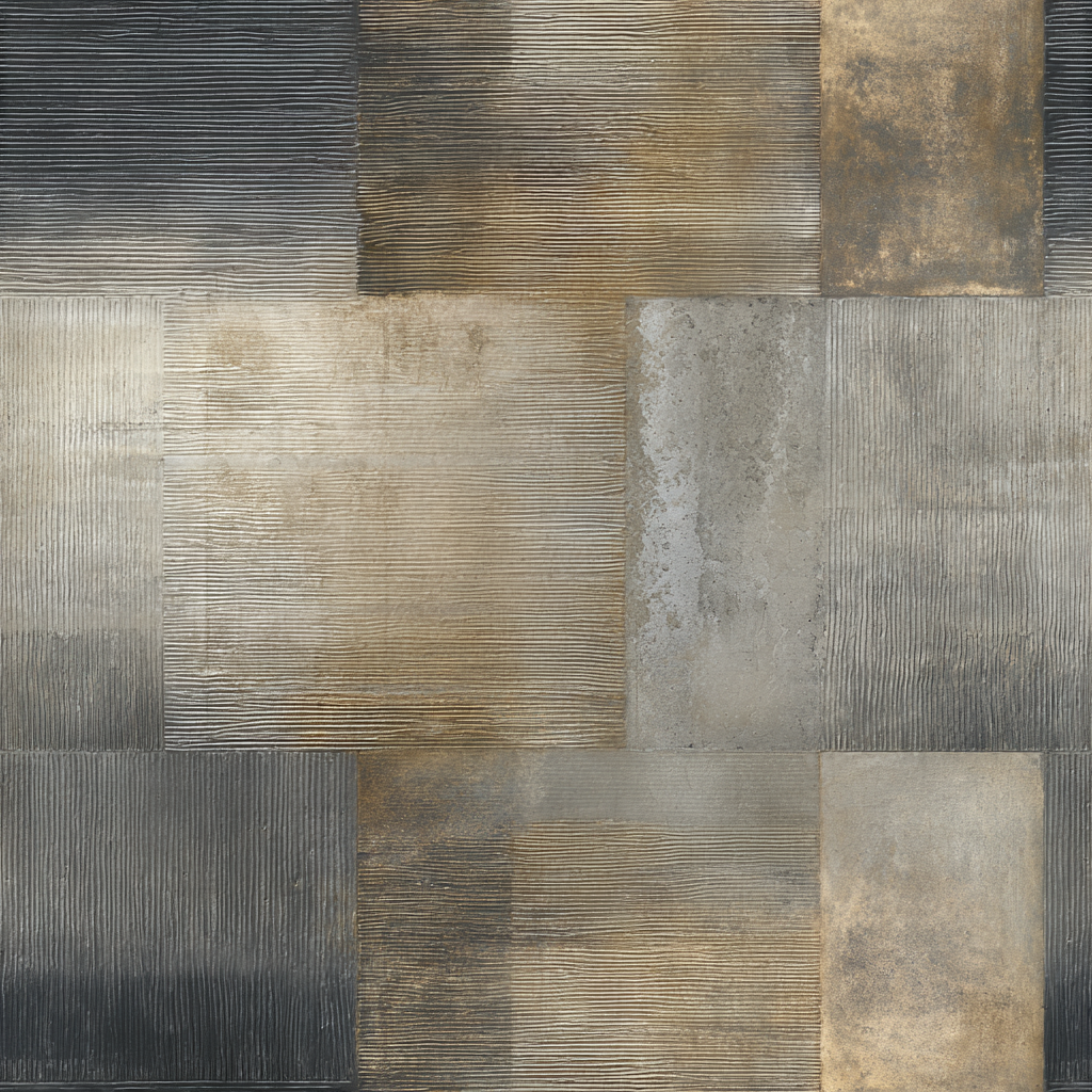 Oxide Block wallpaper featuring a geometric block pattern with textured, distressed effects.
