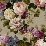 Floral wallpaper with roses by Rosemont Garden, featuring vintage-inspired botanical patterns and a textured background.
