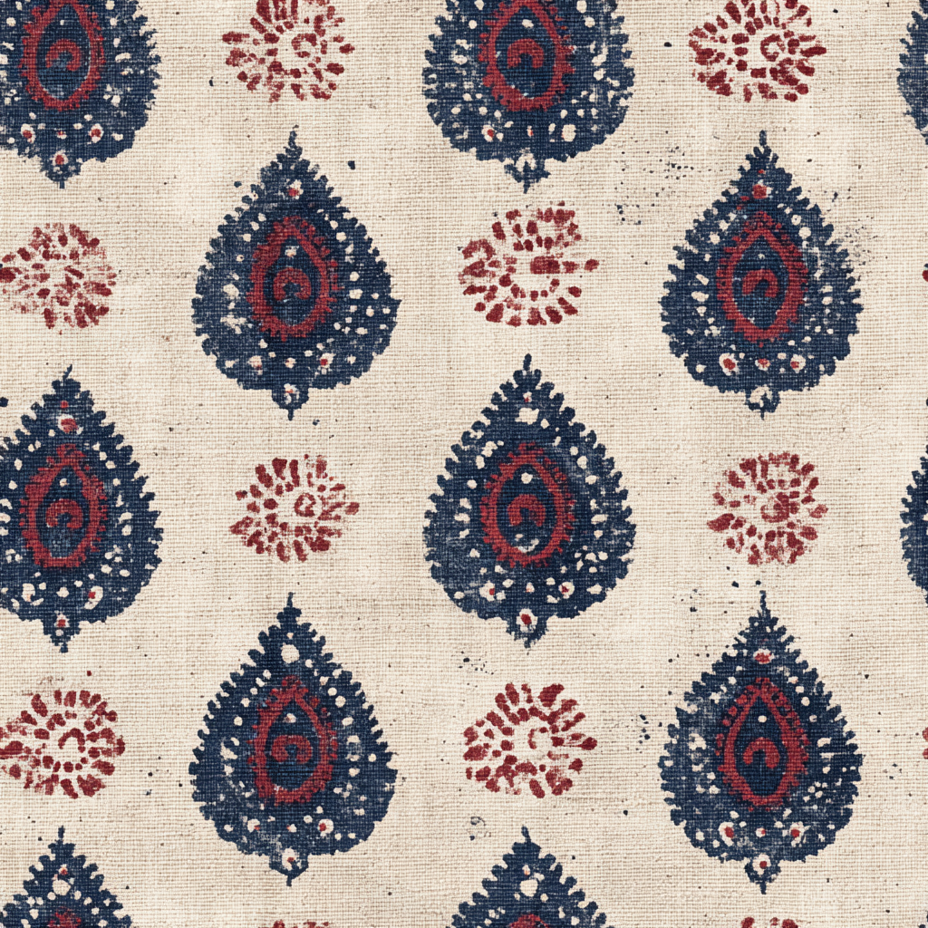 Kasura Drop Wallpaper with floral and paisley pattern on a beige textured background.