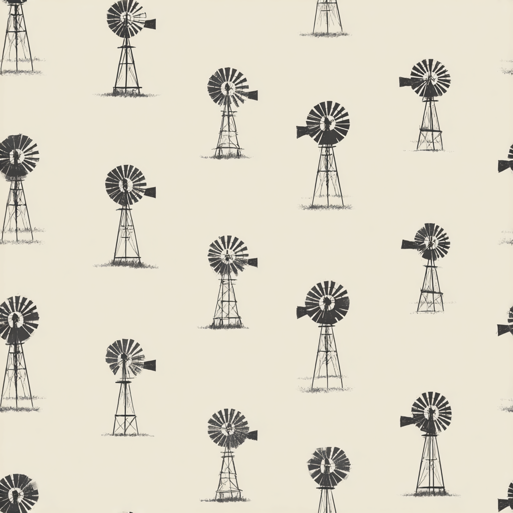 Stockyard No. 17 Wallpaper with a windmill pattern.