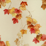 Maple leaf patterned wallpaper with autumn colors, featuring watercolor-style branches.