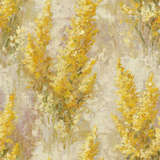 Yellow floral wallpaper with brushstroke texture.