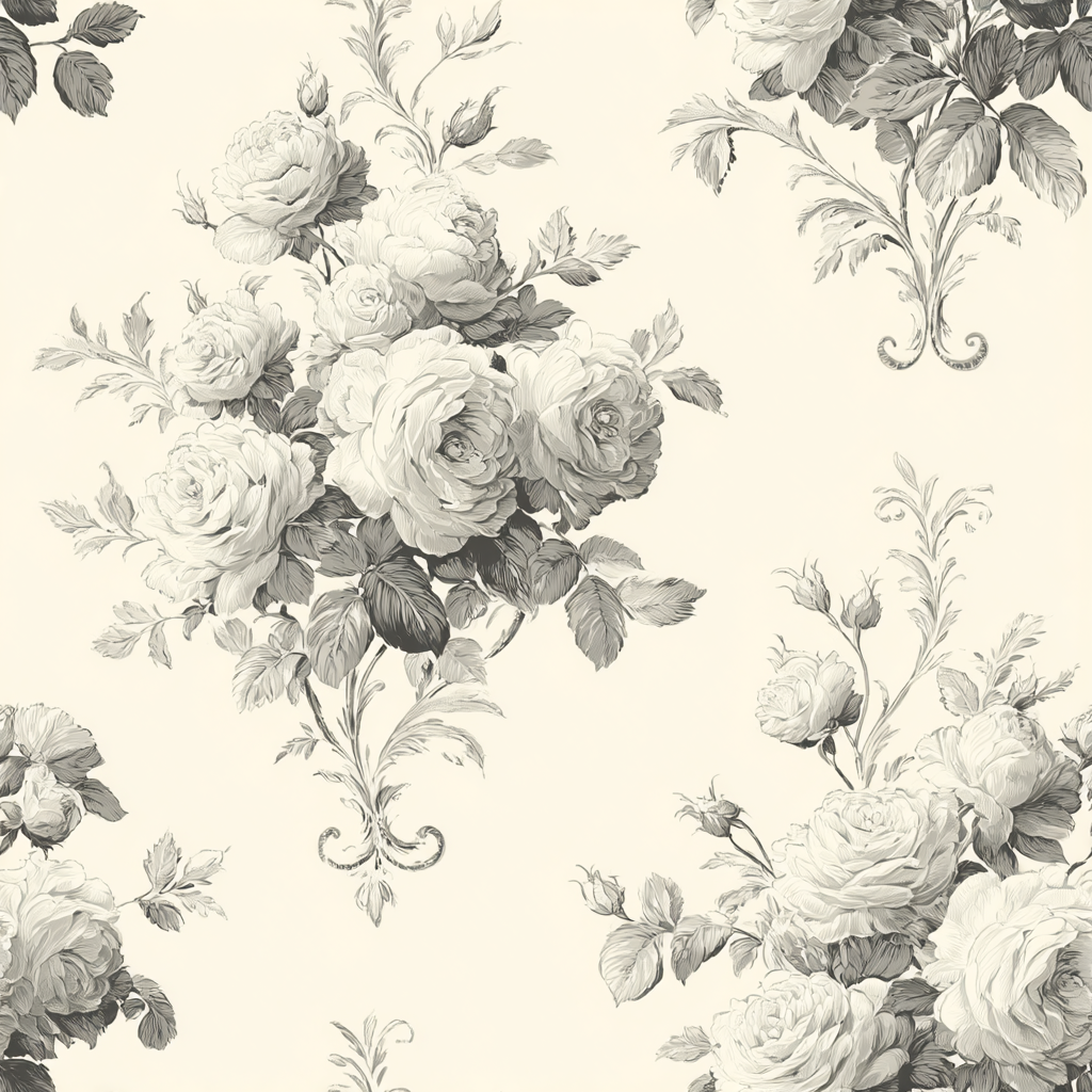 Sepia bloom wallpaper with floral pattern and leafy accents.