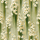 Swamp lily drizzle wallpaper with a floral pattern and green vertical lines.