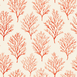 Coralhaven wallpaper with orange watercolor coral pattern on cream background.