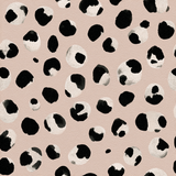 Freya Spot Wallpaper in black and white spots pattern on textured beige background.