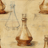 Decanter study wallpaper with repeating decanter illustrations on a textured beige background.
