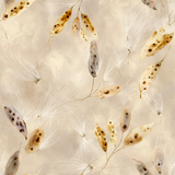 Tan Silken Fall Wallpaper with dandelions and pod pattern.
