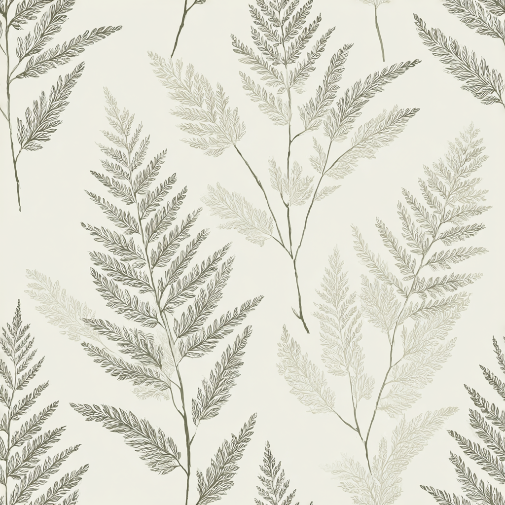 Fern pattern wallpaper with ink accents featuring a leafy design.