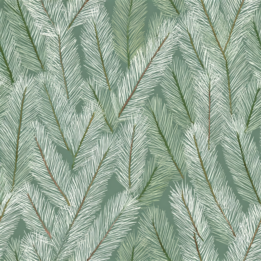 Green Evergreen Vale wallpaper with pine needle pattern.