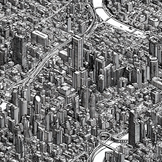 Bayou City Blueprint Wallpaper