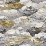 Clouded shore wallpaper with white and gold tones, in a swirling, textured pattern.
