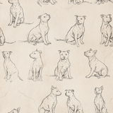 Dog sketch wallpaper with repeating pitbull patterns on a distressed, textured background.
