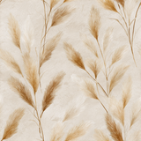 Desert reed wallpaper with beige background, featuring delicate watercolor-style grass plumes.