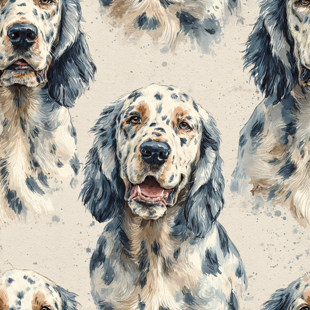 Dog print wallpaper with watercolor painting effect.