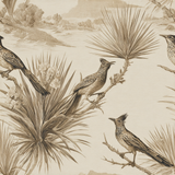 Desert Etching Wallpaper with birds and desert landscape by York Wallcoverings.