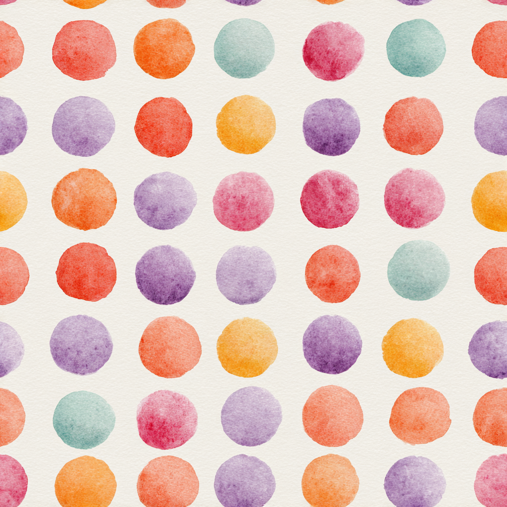 Colorful confetti bloom wallpaper with watercolor polka dot pattern.