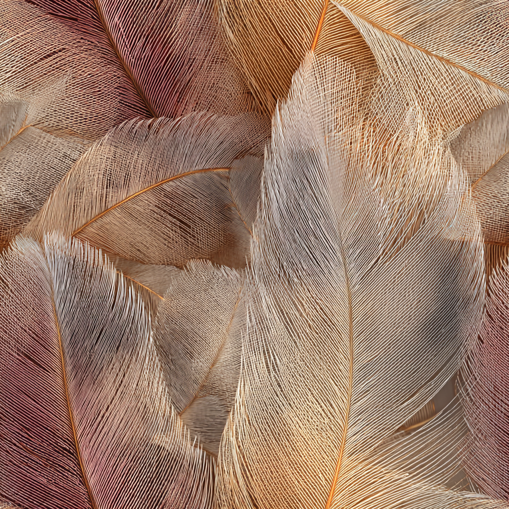 Feather quill wallpaper in mixed brown shades, with intricate line pattern and soft texture.