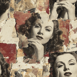 La Rue Écarlate Wallpaper with torn paper and photo collage texture.