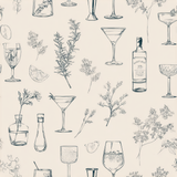 Tonic Sketches Wallpaper with drink and botanical pattern.
