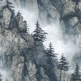 Granite Hollow Wallpaper with mountain scene in grayscale.