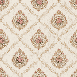 Cabbage Rose Cartouche Wallpaper