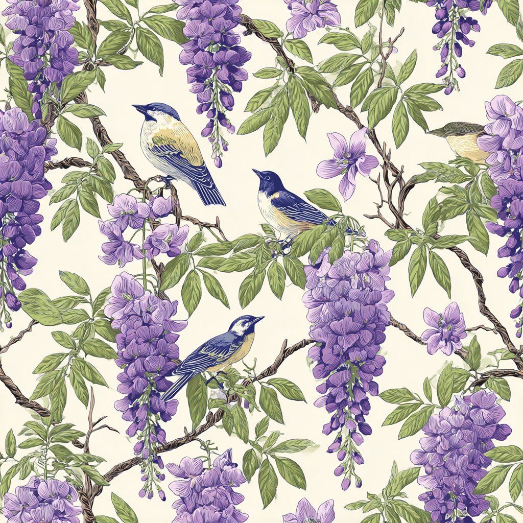 Wisteria Aviary Wallpaper