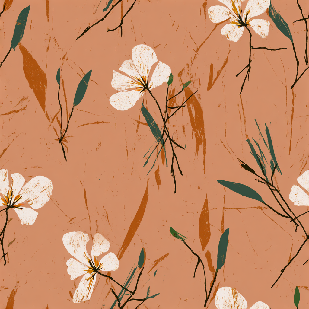 Salmon Sketchbook Branches Wallpaper