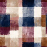 Plaid wallpaper with a brushstroke pattern by Brewster Home Fashions featuring shades of white, blue, purple, and brown.