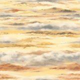 Textured, abstract Sunbaked Strata Wallpaper with horizontal brushstrokes in shades of yellow, grey, and brown.