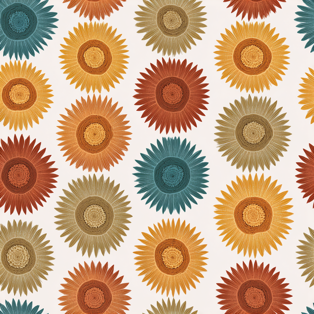 Sol de Cusco wallpaper with a retro floral pattern and textured details.