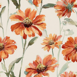 Sun-Kissed Tithonia Wallpaper with orange floral pattern, painted in watercolor style on a neutral background.

