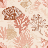 Coraline Etude Wallpaper featuring a seashell and coral pattern.
