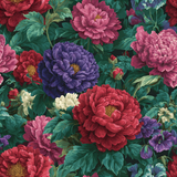 Imperial Garden Wallpaper with floral pattern, featuring a blend of red, pink, and purple flowers with green leaves.