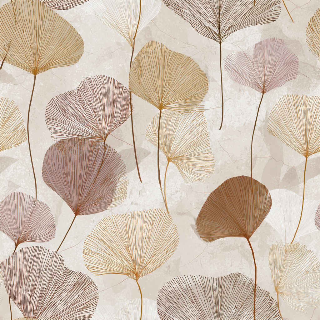 Laureline Canopy Wallpaper with tan and beige floral pattern on a beige textured background.