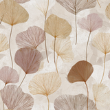 Laureline Canopy Wallpaper with tan and beige floral pattern on a beige textured background.