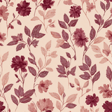 Rosemont Ledger Wallpaper with rose-colored floral pattern and illustrative foliage.