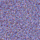 Floral confetti wallpaper with purple, white and gold flecks in a repeating pattern.